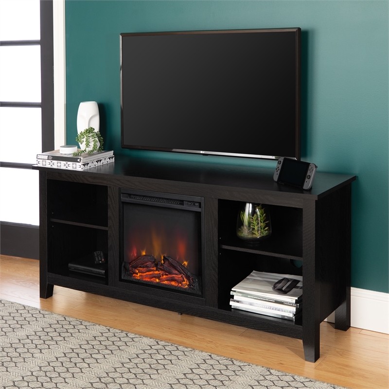 Pemberly Row Traditional Wood Fireplace TV Stand for TVs up to 65