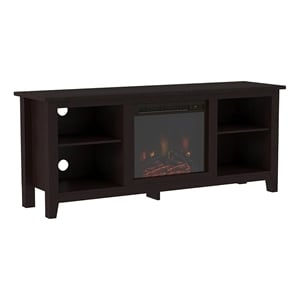 Pemberly Row Modern Wood TV Stand with Fireplace for TVs up to 58&quot in Espresso