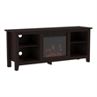 Pemberly Row Modern Wood TV Stand with Fireplace for TVs up to 58