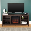 Pemberly Row Modern Wood TV Stand with Fireplace for TVs up to 58