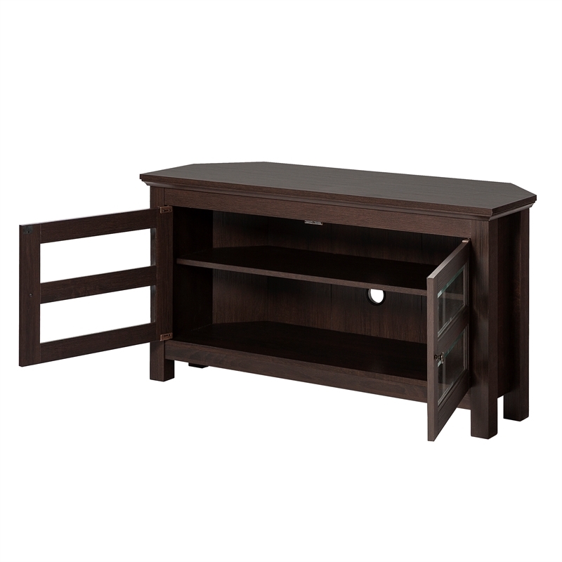 Pemberley Row MDF Espresso TV Stand Corner Transitional 44