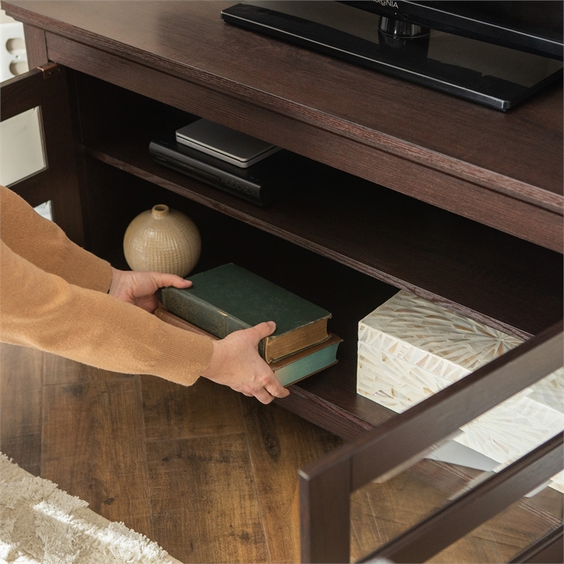 Pemberley Row MDF Espresso TV Stand Corner Transitional 44
