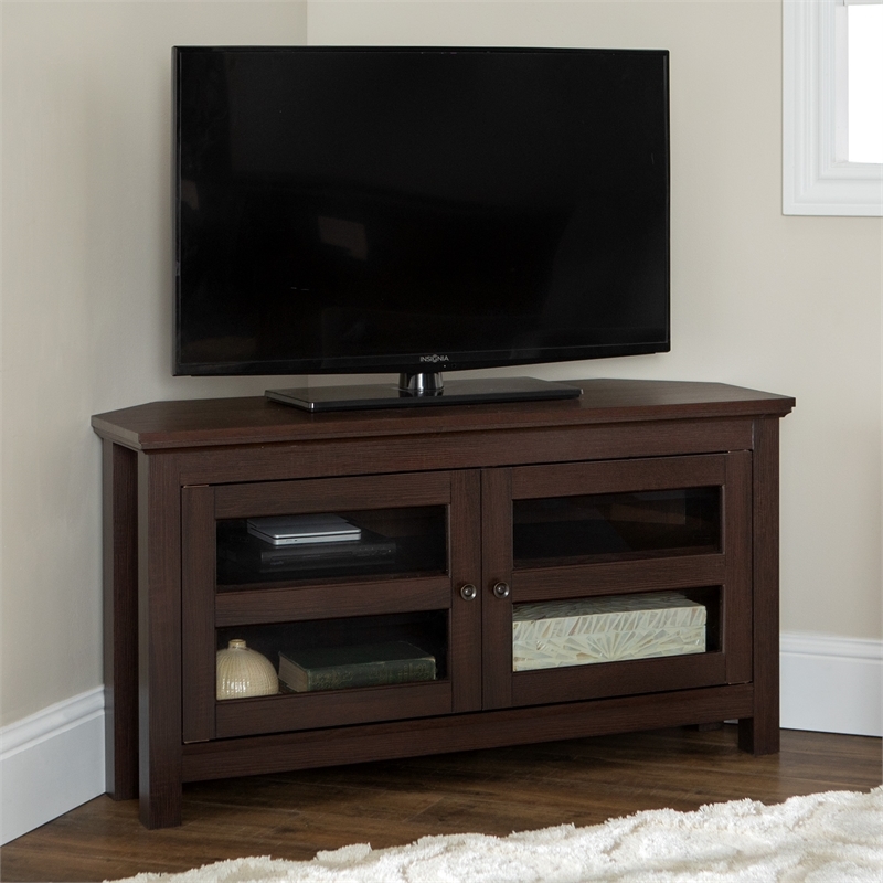 Pemberley Row MDF Espresso TV Stand Corner Transitional 44