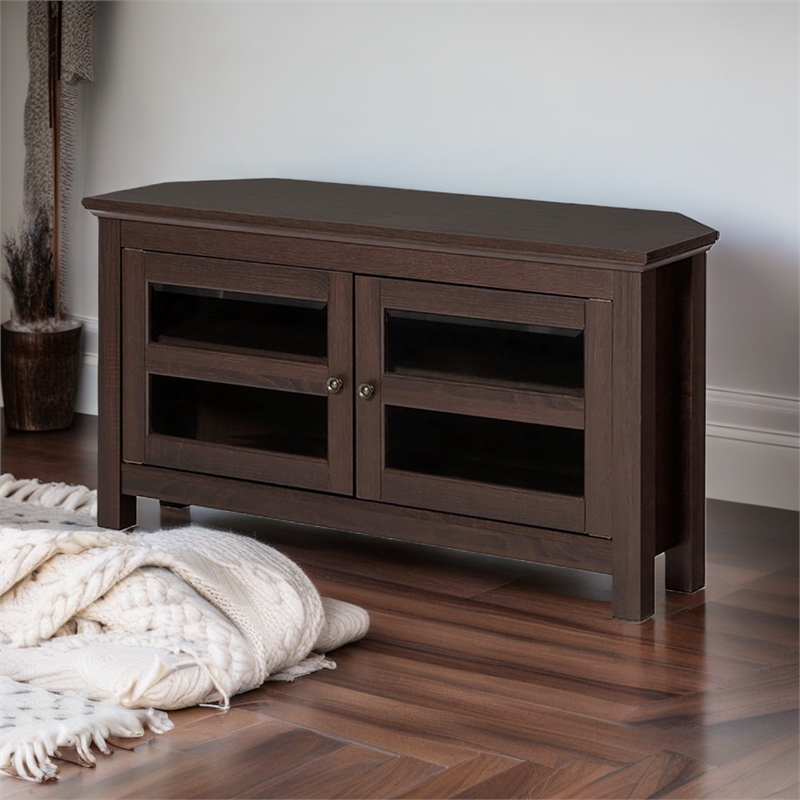 Pemberley Row MDF Espresso TV Stand Corner Transitional 44