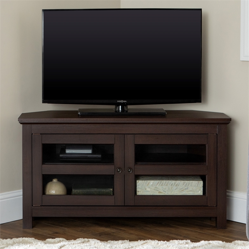 Pemberley Row MDF Espresso TV Stand Corner Transitional 44