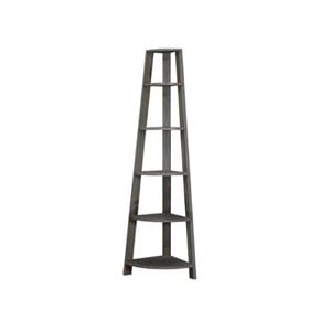 Pemberly Row 5 Shelf Corner  Bookcase in Dark Taupe
