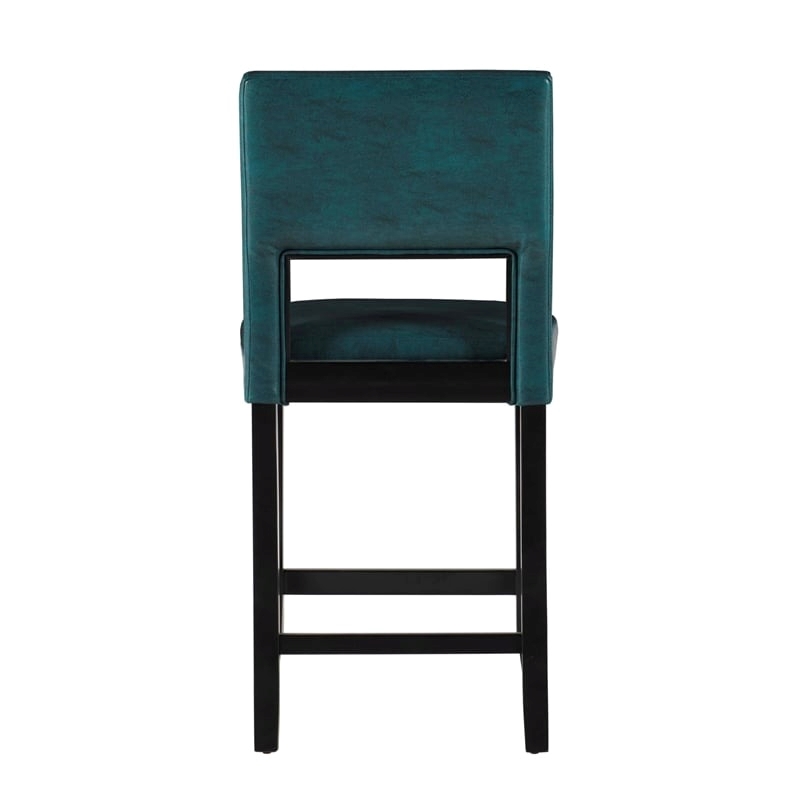 Pemberley Row Faux Leather Agean Blue Counter Stool Rectangular Padded 24