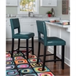 Pemberley Row Faux Leather Agean Blue Counter Stool Rectangular Padded 24