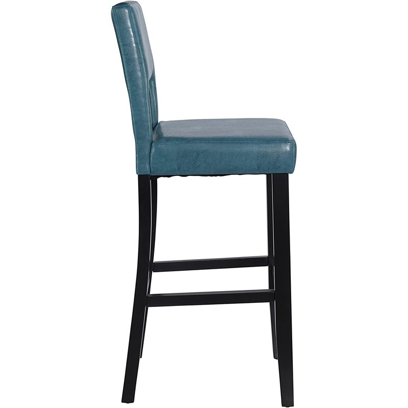 Pemberley Row Faux Leather Agean Blue Bar Stool Rectangular 30