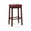 Pemberley Row Faux Leather Red Bar Stool Rectangular Antiqued Nail Head 32