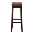 Pemberley Row Faux Leather Red Bar Stool Rectangular Antiqued Nail Head 32