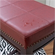 Pemberley Row Faux Leather Red Bar Stool Rectangular Antiqued Nail Head 32