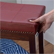 Pemberley Row Faux Leather Red Bar Stool Rectangular Antiqued Nail Head 32