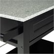 Pemberly Row Transitional Wood/Granite Top Kitchen Cart in Black
