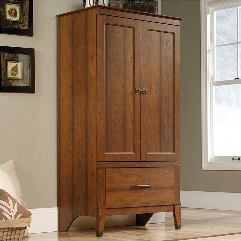 Pemberley Row Wood Washington Cherry Armoire Rectangular Garment Rod