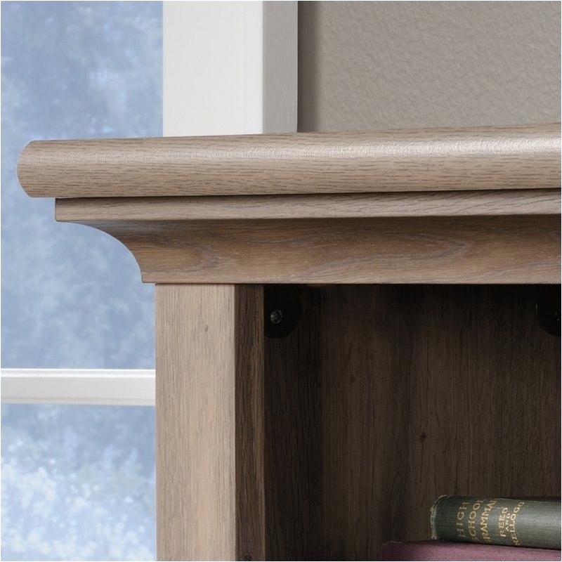 Pemberly Row Engineered Wood Computer Desk with Hutch in Salt Oak