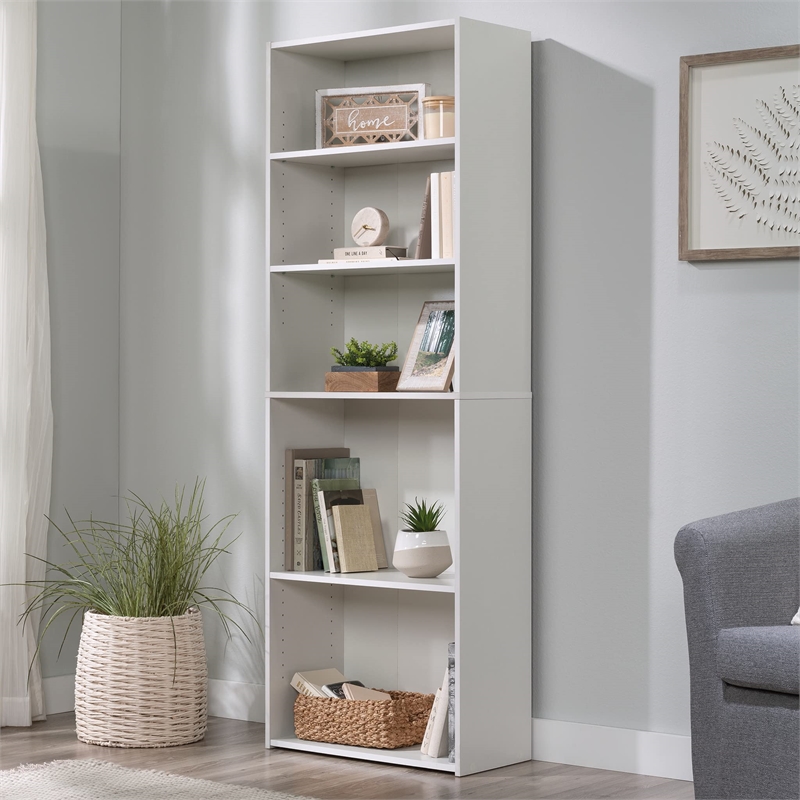 Pemberly Row 5 Shelf Bookcase in Soft White