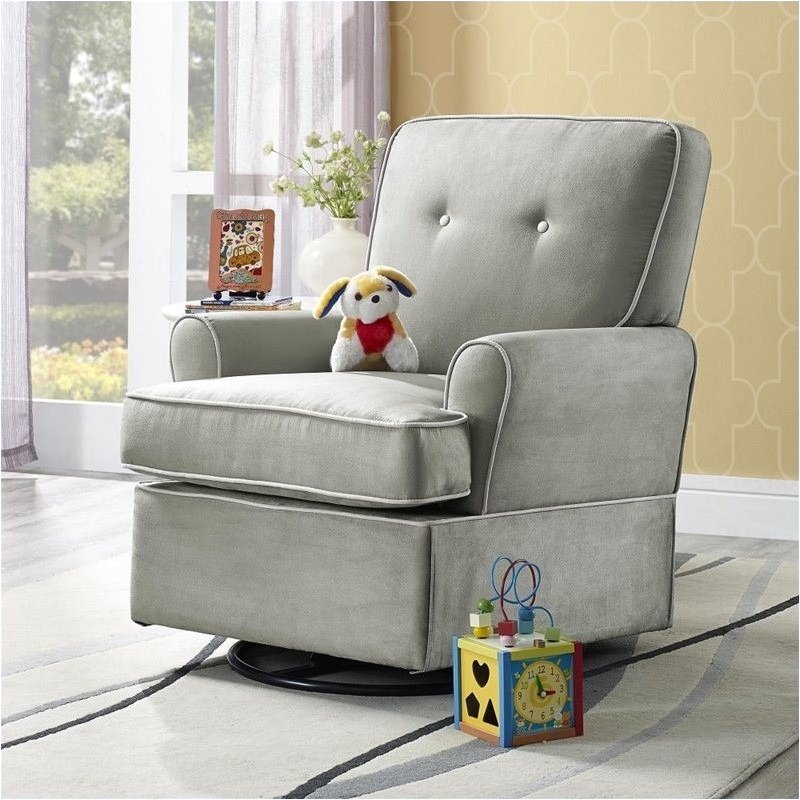 Pemberly Row WhiteSlate Hoop Glider with Ottoman in Gray Swirl