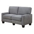 Pemberly Row Modern Linen Fabric Loveseat with 2 Pillows in Glacial Gray