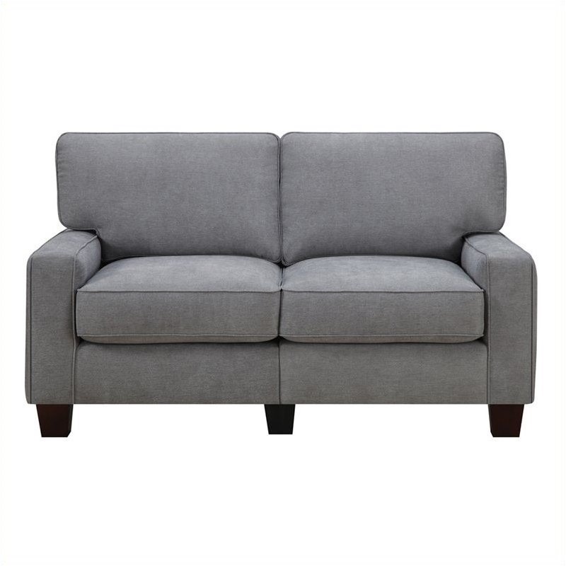 Pemberly Row Modern Linen Fabric Loveseat with 2 Pillows in Glacial Gray