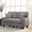 Pemberly Row Modern Linen Fabric Loveseat with 2 Pillows in Glacial Gray