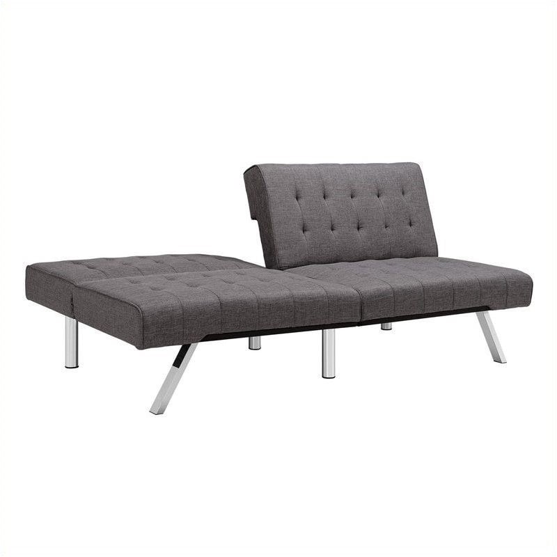 Pemberly Row Linen Convertible Futon Sofa in Gray
