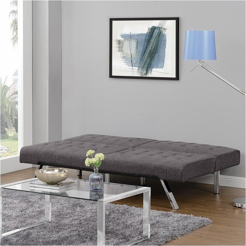 Pemberly Row Linen Convertible Futon Sofa in Gray