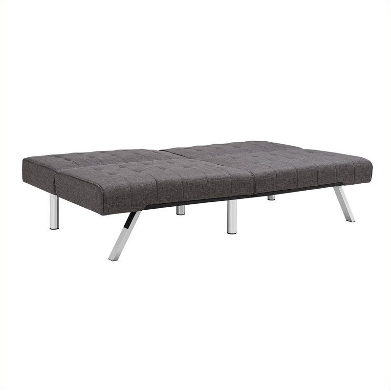 Pemberly Row Linen Convertible Futon Sofa in Gray