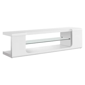 Pemberley Row Wood Glossy White TV Console Rectangular Contemporary 59&quot Assembled