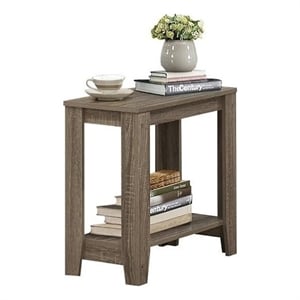 Pemberley Row Wood Dark Taupe Brown End Table Rectangular Two-Tiered Design 24&quotW x 12&quotD x 22&quotH