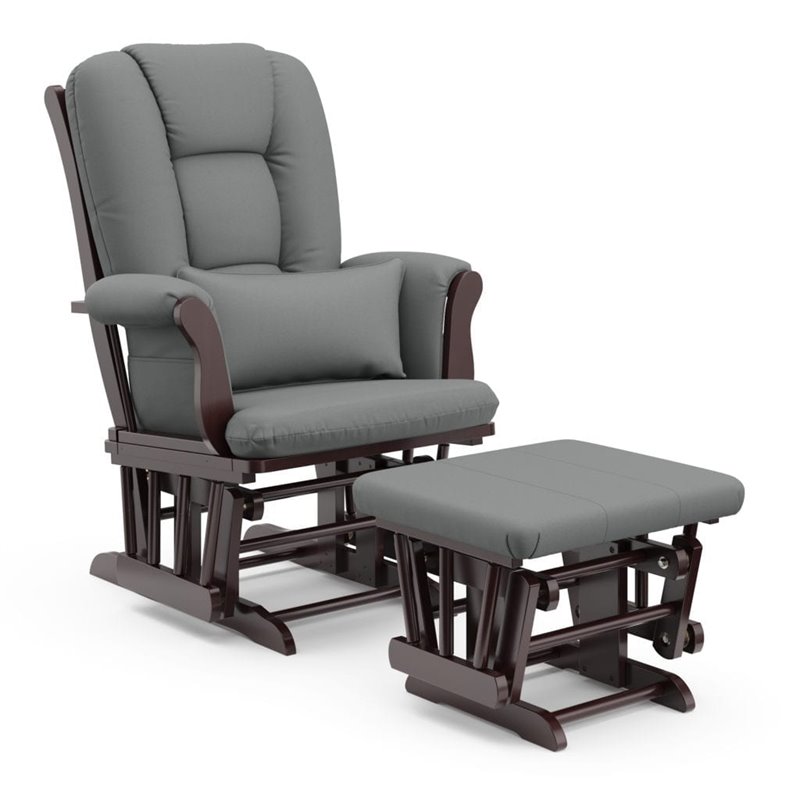 Pemberly Row WhiteSlate Hoop Glider with Ottoman in Gray Swirl