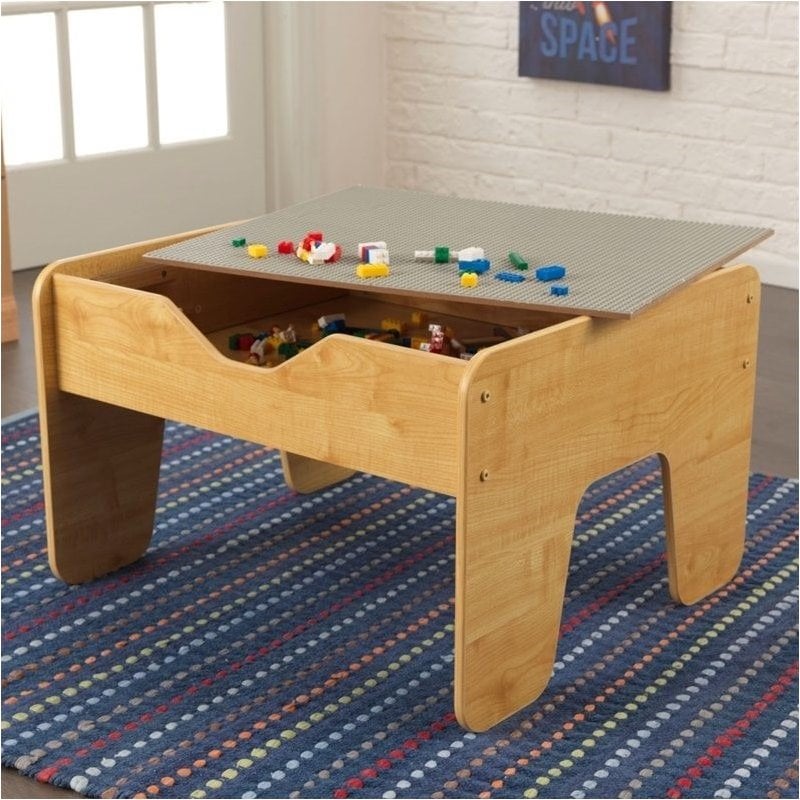 Pemberly Row Activity Play Table in Gray and Natural Finish