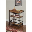 Pemberly Row Wood Rolling Bar Cart with Wine and Glass Rack in Black