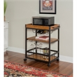 Pemberly Row Wood Rolling Bar Cart with Wine and Glass Rack in Black