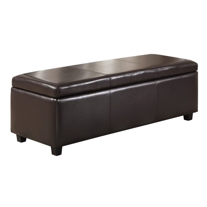 Pemberley Row Faux Leather Brown Storage Bench Rectangular 48