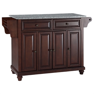 Pemberley Row Wood Mahogany/Gray Kitchen Island Rectangular Adjustable Shelves 52&quotW x 18&quotD x 34&quotH Unassembled