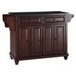 Pemberly Row Traditional Wood Kitchen Cart with Granite Top in Black/Mahogany