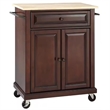 Pemberley Row Solid Hardwood Mahogany/Natural Kitchen Cart Rectangular Adjustable Shelf 35.5