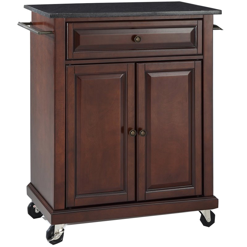 Pemberley Row Wood Mahogany/Black Kitchen Cart Rectangular Adjustable Shelf 35.5