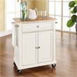 Pemberley Row Solid Hardwood White/Natural Kitchen Cart Rectangular Adjustable Shelf 35.5