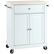 Pemberley Row Solid Hardwood White/Natural Kitchen Cart Rectangular Adjustable Shelf 35.5