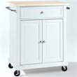Pemberley Row Solid Hardwood White/Natural Kitchen Cart Rectangular Adjustable Shelf 35.5