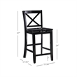 Pemberley Row Rubberwood Black Counter Stool Rectangular X-Back Design 37.25