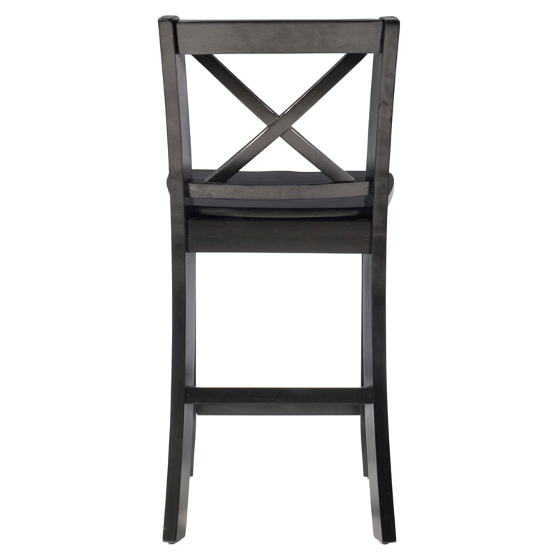 Pemberley Row Rubberwood Black Counter Stool Rectangular X-Back Design 37.25