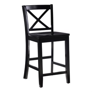 Pemberley Row Rubberwood Black Counter Stool Rectangular X-Back Design 37.25&quot Unassembled