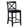 Pemberley Row Rubberwood Black Counter Stool Rectangular X-Back Design 37.25
