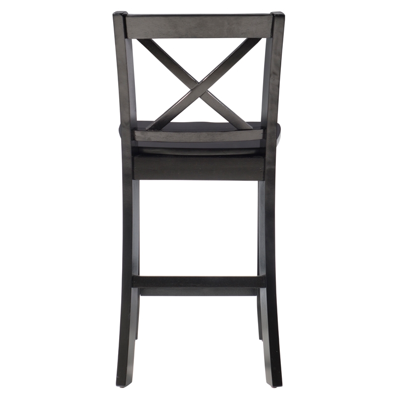 Pemberley Row Rubberwood Black Counter Stool Rectangular X-Back Design 37.25