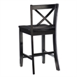 Pemberley Row Rubberwood Black Counter Stool Rectangular X-Back Design 37.25