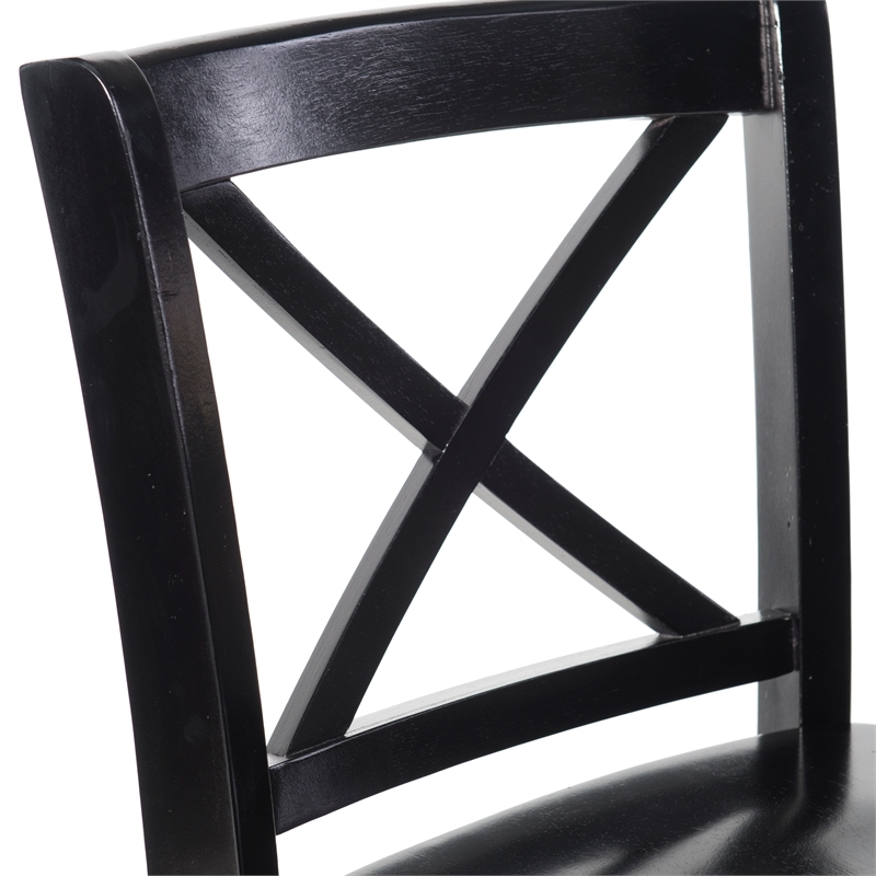 Pemberley Row Rubberwood Black Counter Stool Rectangular X-Back Design 37.25