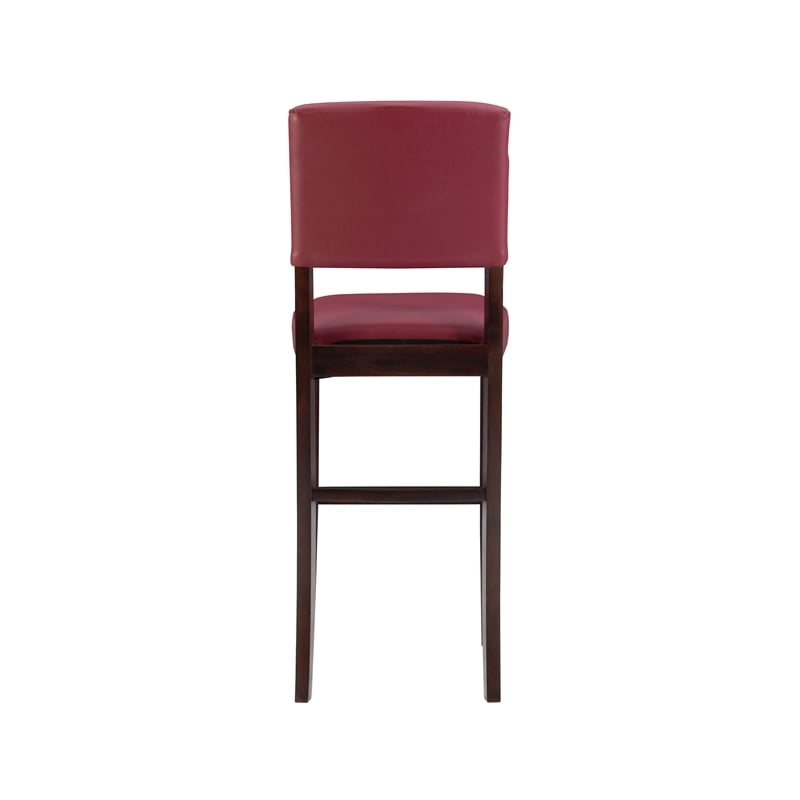 Pemberley Row Faux Leather Dark Red Bar Stool Rectangular Foam Padded Seat 30